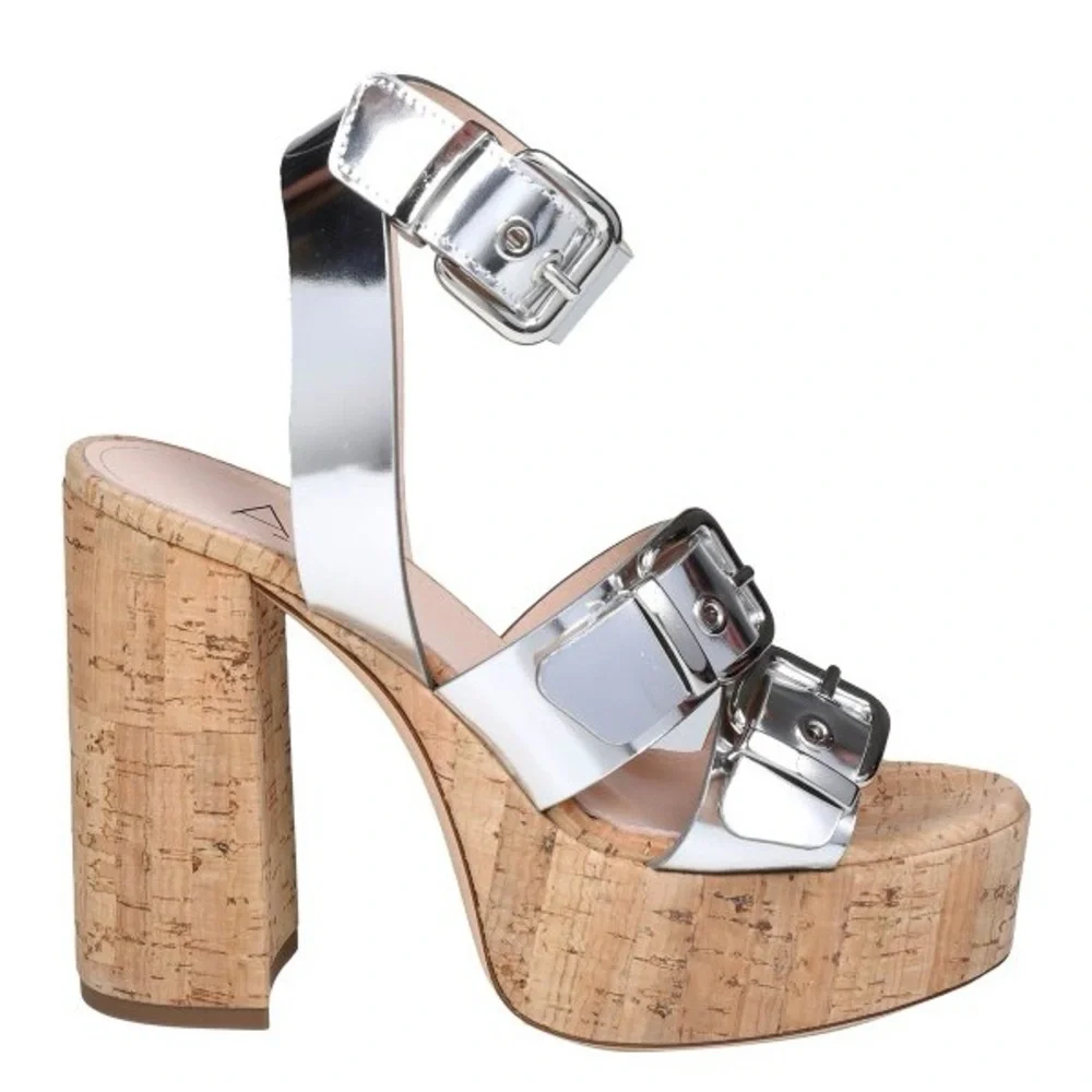 AGL Agl platform sandal in metal effect leather